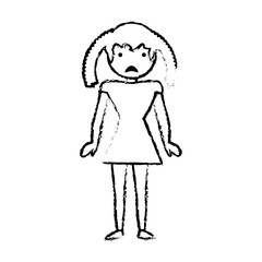 skecth girl daughter sad face vector illustration eps 10