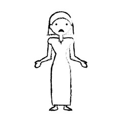 sketch female mom sad vector illustration eps 10