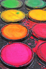 Watercolor used paint pailette