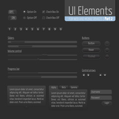 Dark UI Elements Part 1: Sliders, Progress bar, Buttons, Authorization form, Volume control etc.