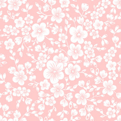 Vector sakura flower seamless pattern element. Elegant texture for backgrounds. Cherry blossom