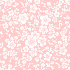 Vector sakura flower seamless pattern element. Elegant texture for backgrounds. Cherry blossom © garrykillian