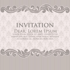 Wedding invitation and announcement card with floral background artwork. Elegant ornate floral background. Floral background and elegant flower elements. Design template.