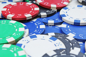 Poker money coin chips tokens. Colorful token background