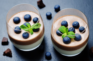Greek yogurt vanilla chocolate panna cotta