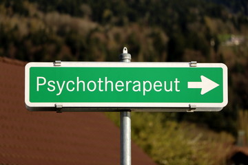 Signpost on a psychotherapist, Wegweiser zum Psychotherapeut