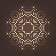 Vector ornamental round lace with damask and arabesque elements. Mehndi style. Orient traditional ornament. Zentangle-like round colored floral ornament.