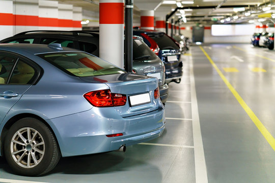 Underground car parking garage with cars in Zermatt