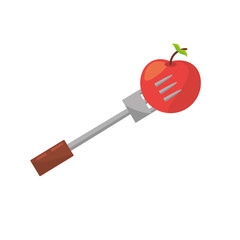 apple fork food picnic vector illustration eps 10