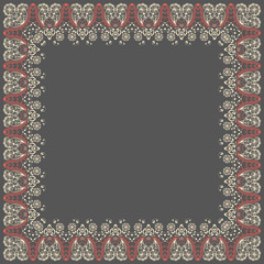 Vector fine floral square frame. Decorative element for invitations and cards. Border element