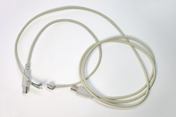 wire break in the middle of usb cable. Sticking out the wiring