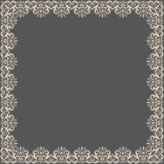 Vector fine floral square frame. Decorative element for invitations and cards. Border element