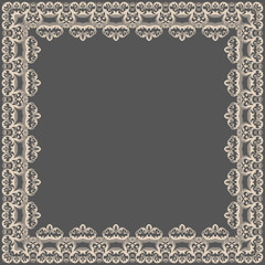 Vector fine floral square frame. Decorative element for invitations and cards. Border element