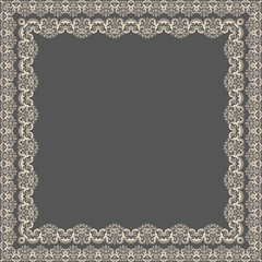 Vector fine floral square frame. Decorative element for invitations and cards. Border element