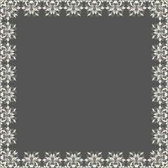 Vector fine floral square frame. Decorative element for invitations and cards. Border element