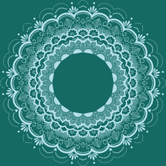 Vector ornamental round lace with damask and arabesque elements. Mehndi style. Orient traditional ornament. Zentangle-like round colored floral ornament.