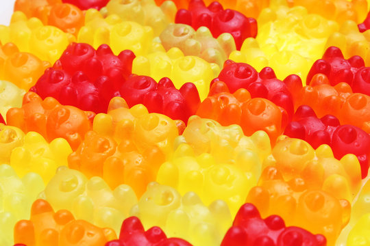 Gummy bear bears texture pattern as background wallpaper.