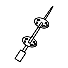 grilled steak skewer picnic outline vector illustration eps 10