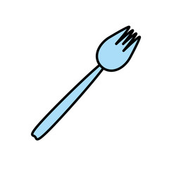 fork utensil picnic cooking outline vector illustration eps 10
