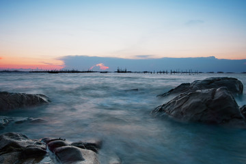 milky sea on the rock