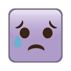 crying cartoon face in square shape, icon over white background. colorful design. vector illustration