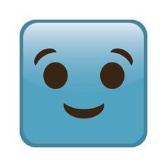 happy cartoon face in square shape, icon over white background. colorful design. vector illustration