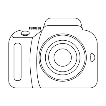 Camera detective. Camera, for shooting the scene, and to commit murder.Detective single icon in outline style vector symbol stock illustration.