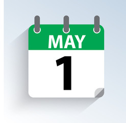 Vector illustration of calendar May 1st holiday of labor and work. daylight icon on light background