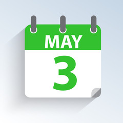 Vector illustration of calendar on May 3 teacher's day in America. Icon on light background