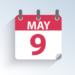 Vector illustration of the calendar 9 May Victory Day. Holiday day icon on light background