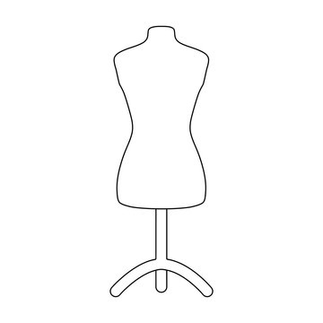 recommend clip art: Plastic dummy on the stand.Sewing or tailoring tools kit single icon in outline style vector symbol stock illustration.