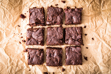 Homemade Delicious Chocolate Brownies. closeup chocolate cake