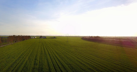 Fototapeta na wymiar Beautiful sunset landscape of agriculture fields