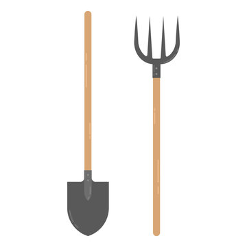 Farmers shovel and pitchfork