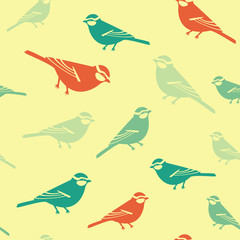 Birds colored background watermellon pattern