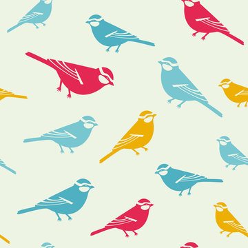 Birds colored background tender pattern
