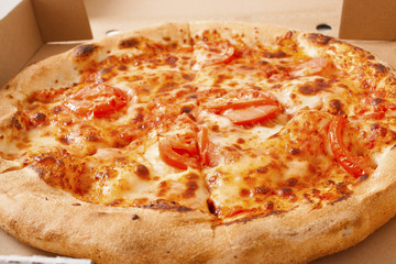 Pizza texture pattern as background.