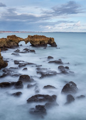 Dramatic landscape of the beach in Albufeira.