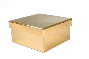 Golden box. Gold gift box.