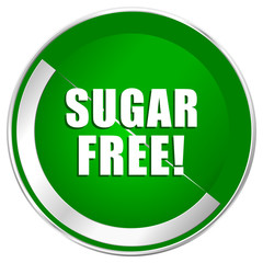 Sugar free silver metallic border green web icon for mobile apps and internet.
