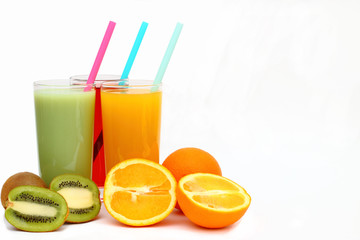 colorful fruit Smoothies isolated spring cocktail