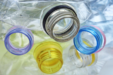 PET bottle pollution closeup texture studio photo.