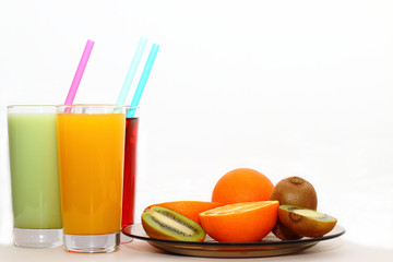 colorful fruit Smoothies isolated spring cocktail