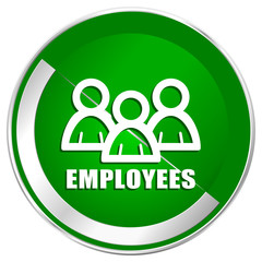 Employees silver metallic border green web icon for mobile apps and internet.