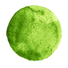 Watercolor green circle on white background