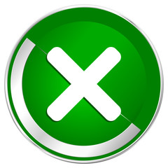 Obraz premium Cancel silver metallic border green web icon for mobile apps and internet.