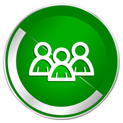 Forum silver metallic border green web icon for mobile apps and internet.