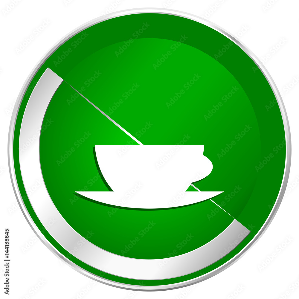 Poster espresso silver metallic border green web icon for mobile apps and internet.