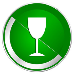 Alcohol  silver metallic border green web icon for mobile apps and internet.