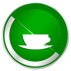 Espresso silver metallic border green web icon for mobile apps and internet.